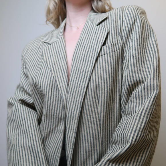 Vintage 90's NWT Harris/Wallace striped blazer - Picture 3 of 10